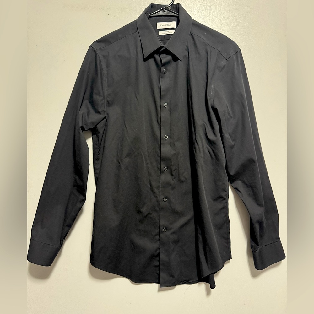 Calvin Klein Steel + Slim Fit Herringbone Formal Button Down Size M